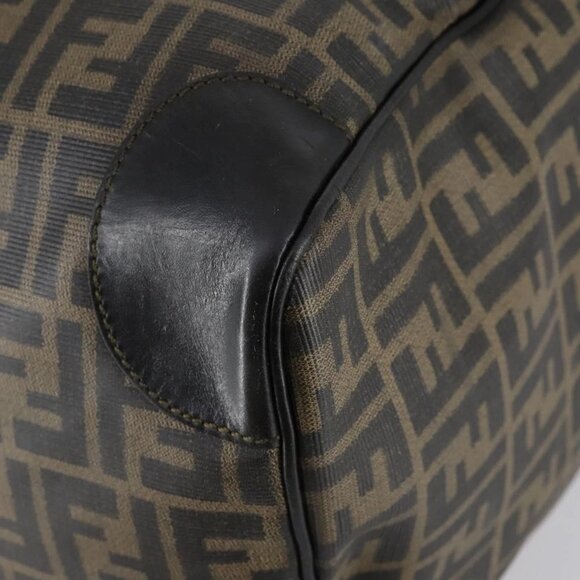 FENDI Zucca Canvas Boston Bag PVC Black Brown gold Auth 142675 - Picture 5 of 16